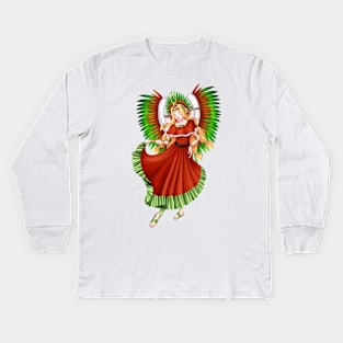 Christmas Quetzalcoatl Dress Kids Long Sleeve T-Shirt